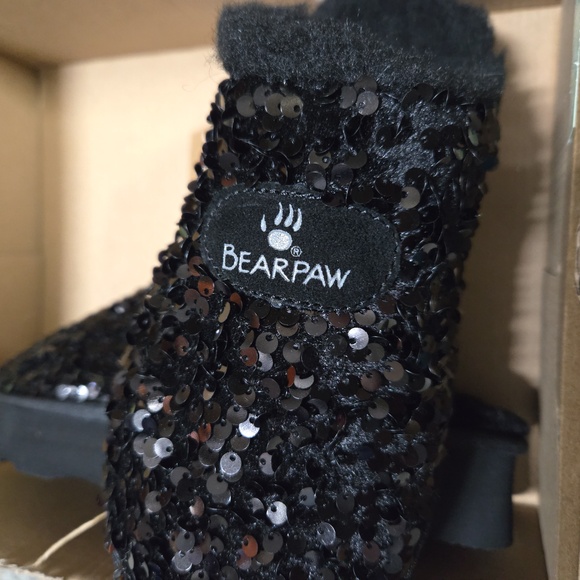 Bearpaw Black Sequin mule shoe w/ wool blend interior and suede leather… - Picture 3 of 4